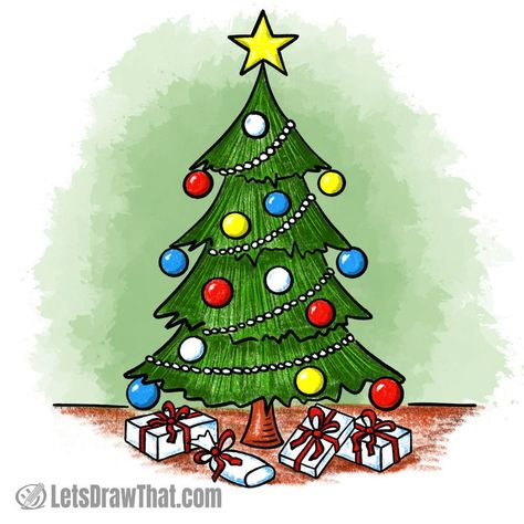 Master drawing a beautiful Christmas tree drawing with a simple trick. Christmas Tree Ideas Drawing Easy, X Mas Tree Drawing For Kids, X Mas Tree Drawing, Crismas Tree Drawing, Christmas Tree Ideas Drawing, Easy Drawing Christmas, Drawing Of Christmas Tree, Christmas Muggulu, Christmas Tree Painting Easy