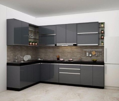 kitchan farnichar design Modular Kitchen Design Indian, L Shaped Kitchen Interior, L Shape Kitchen Design, Latest Modular Kitchen Design, L Shaped Modular Kitchen, Kitchen Interior Modern, Kitchen Colour Combination, Latest Kitchen Designs, Simple Kitchen Design