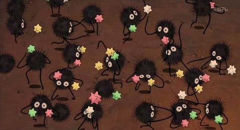 Soot sprites spirited away Studio Ghibli Films, Art Studio Ghibli, French Images, Chihiro Y Haku, Film Anime, Ghibli Artwork, Weird Gifts, Studio Ghibli Movies, Wallpaper Laptop