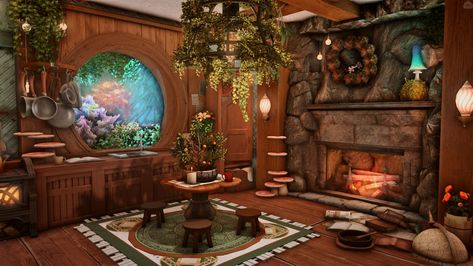 Autumn Witch | HOUSING SNAP Witch House Interior, Dorm Layout, Interior Concept Art, Lavender Bedding, Witchy House, Witchy Room, Autumn Witch, Dorm Design, Fantasy Rooms