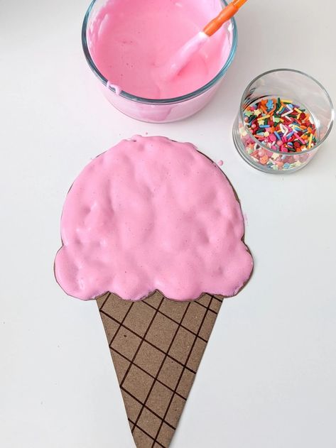 Sponge Painted Ice Cream Craft, Ice Cream Sponge Painting, Puff Paint Ice Cream Cone, Ice Cream Crafts For Kindergarten, Ice Cream Craft For Kindergarten, Ice Cream Cone Activities For Preschool, Infant Ice Cream Activities, Ice Cream Projects For Preschool, Shaving Cream Ice Cream Craft