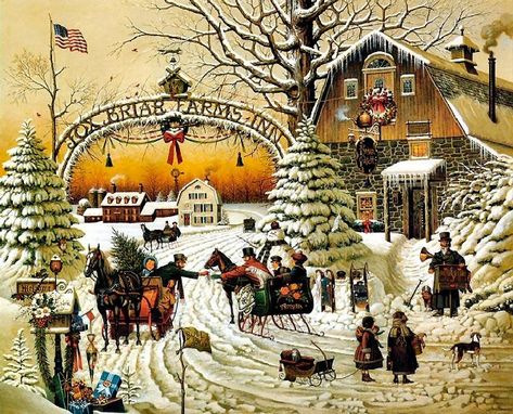 Charles Wysocki, 300 Pieces Jigsaw Puzzle, Buffalo Games, Americana Art, Arte Folk, Postal Vintage, Old Fashioned Christmas, American Folk Art, Christmas Past