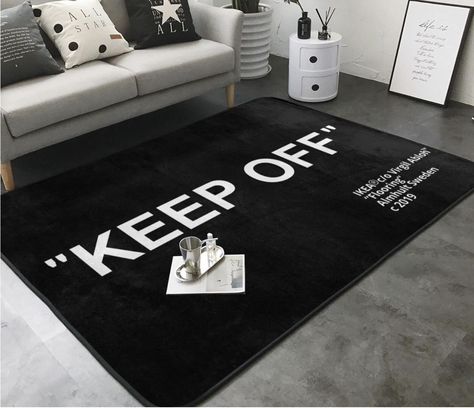 keep off rug, black rug, room decor, inspo idea Keep Off Rug, Aesthetic Rugs, Rug Room Decor, Mat For Bedroom, Rug Room, Rug Black, Apartment Decorating, Room Inspiration Bedroom, Black Rug