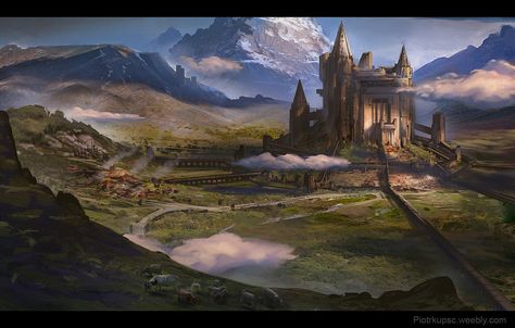 Highlands Castle by St-Pete.deviantart.com on @deviantART Old Spells, Fantasy City Aesthetic, Fantasy Castle Aesthetic, Old Artwork, Sky Castle, Old Kingdom, City Of Dreams, Castle Aesthetic, City Drawing