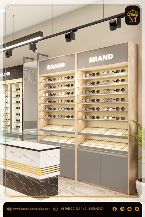 For more details talk 📞 to our team of experts & they will be happy to share all the info !! Optical Interior Store Design, Luxury Retail Store, Eyewear Store Design, Optometry Office, Clothing Store Interior, Focus Point, Jewellery Showroom, Architect Design House, Optical Shop