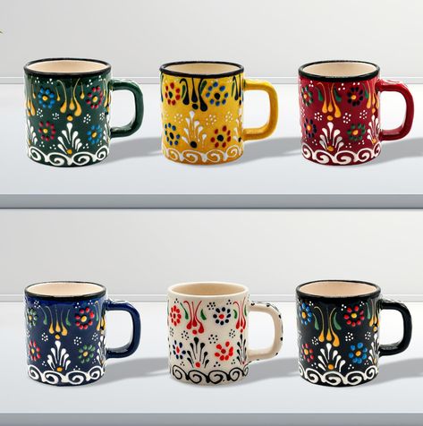 PRICES MAY VARY. DESİGN: Our handcrafted ceramic set of 6 espresso cups stands out with its elegant design and high-quality ceramic material. Each glass is individually crafted by hand, making them subtly unique and adding a distinctive character to the set. Suitable for daily use, this set features elegant patterns that make it a perfect choice for special occasions as well. SIZE: Our cappuccino cups, with a diameter of 2.5 inches, height of 2.75 inches, and a capacity of 5 oz, are suitable for Arabic Coffee Cups, Vintage Coffee Cups, Arabic Coffee, Turkish Tea, Espresso Cups Set, Cappuccino Cups, Coffee Cup Set, Hand Making, Cups Set