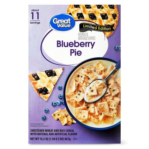 Great Value Blueberry Pie Cereal, 16.5 oz - Walmart.com Walmart Food Products, Snacks From Walmart, Walmart Frozen Foods, Walmart Groceries, Great Value Walmart, Walmart Food, Organic Snacks At Walmart, Blueberry Pie, Food Products