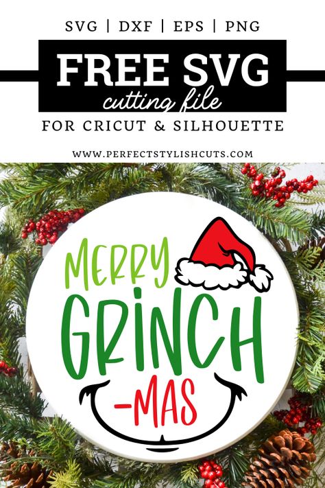 FREE Merry Christmas Door Hanger SVG File Merry Grinchmas Svg Free, Free Svg Christmas Files For Cricut, Free Christmas Movies, Grinch Svg Free, Nightmare Before Christmas Font, Christmas Fonts Alphabet, Grinchmas Svg, Grinch Sign, Free Christmas Svg