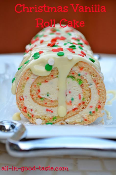 Christmas Vanilla Roll Cake, Vanilla Roll Cake, Vanilla Ice Cream Cake, Ice Cream Cake Roll, Christmas Cake Roll, Christmas Log Cake, Jelly Roll Cake, Countdown Christmas, Swiss Rolls