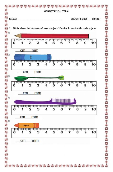 Measuring Worksheets, Math Measurement Activities, Measurement Worksheets, First Grade Math Worksheets, Measurement Activities, Geometry Worksheets, 1st Grade Math Worksheets, First Grade Worksheets, Math Measurement