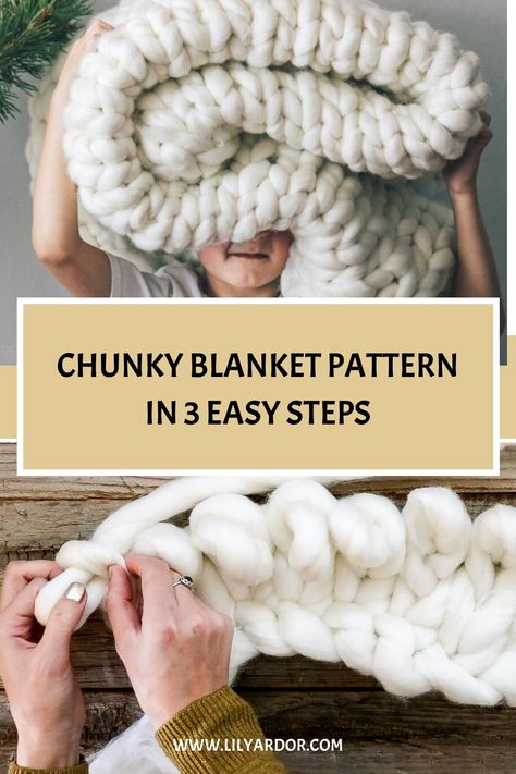 This Chunky knit throw blanket is so easy to make! Have your chunky knit blanket done within a few hours! Perfect for Gifts or to keep you cozy on your couch! Find out how much chunky knit yarn you need to make your blanket. Chunky Yarn Throw Blanket, Chunky Throw Blanket Diy, Best Yarn For Chunky Blanket, How To Make A Big Chunky Knit Blanket, Homemade Blankets Easy, How To Make A Knit Blanket, Handmade Throw Blankets, Easy Chunky Knit Blanket Pattern Free, Easy Chunky Knit Blanket