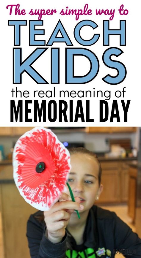 Want to teach your kids the real meaning of Memorial Day?  This simple DIY craft will make you a parenting superstar - fun and education all in one.  via @noguiltmom Memorial Day Prek Crafts, Memorial Day Science Preschool, Memorial Kids Crafts, Memeriol Day Crafts, Memorial Day Children's Church Lesson, Memorial Day Ideas For Kids, Memorial Day Bible Lesson For Kids, Memorial Day Lesson Plans For Toddlers, Memorial Day For Kindergarten