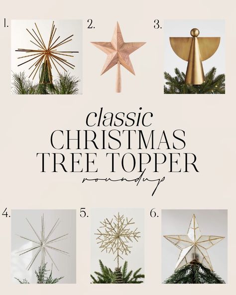 Check out our mood board of tree toppers that would match almost any aesthetic to complete your tree's look. Christmas tree, holiday decor, Christmas tree ideas, neutral Christmas tree, Christmas decor, Christmas tree themes, neutral Christmas decor. Neutral Christmas Tree, Star Christmas Tree, Coastal Christmas Decor, Decor Christmas Tree, Neutral Christmas Decor, Christmas Mantle Decor, Neutral Christmas, Classic Christmas Tree, Tree Themes