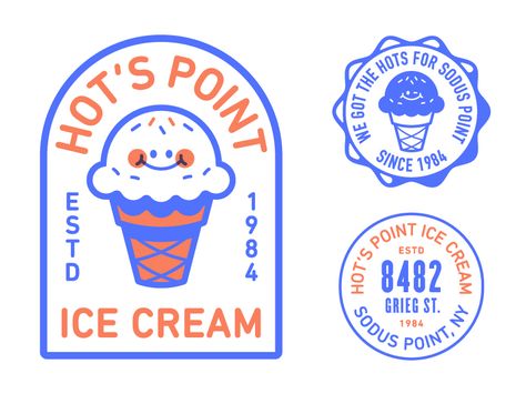 Hot S Point Diner Branding Design, Donut Graphic Design, Ice Cream Logos, Nick Slater, Great Logo Design, Cute Logos, Typographie Logo, Ice Cream Logo, Japan Illustration