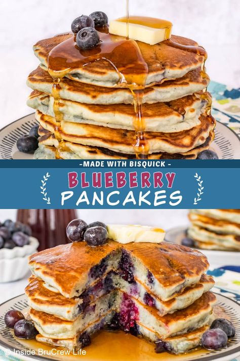 Bisquick Blueberry Pancakes, Oatmeal Yogurt Pancakes, Bisquick Pancake Recipe, Bisquick Recipes Breakfast, Blueberry Pancakes Easy, Healthy Blueberry Pancakes, Bisquick Pancakes, Gluten Free Bisquick, Blueberry Pancakes Recipe