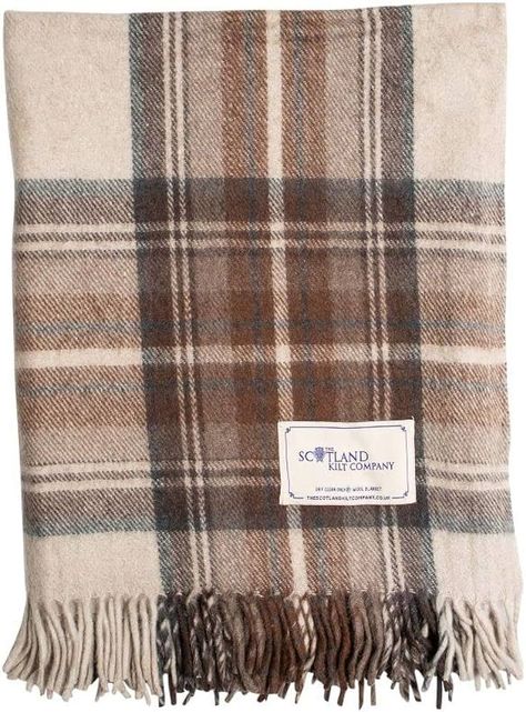 Unisex Knee Rug in Stewart Natural Dress Tartan - Soft Wool Travel Blanket Warm Throw with Fringe... | Amazon (US) Under Bed Organization, Scotland Kilt, Gold Sconces, Natural Dress, Brown Throw Blanket, Tartan Throws, Plaid Blankets, Plaid Rug, Neutral Bedding