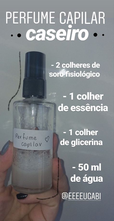 Perfume caseiro pro cabelo, perfume pro cabelo ficar cheiroso. #cabelo #perfume #perfumecaseiro #perfumesfemininos #perfumesprocabelo #receitascaseirasprocabelo Natural Hair Repair, Hair Care Recipes, Diamond Hair, Make Beauty, Hair Repair, Health And Beauty Tips, Dream Hair, Makeup Videos, Love Hair