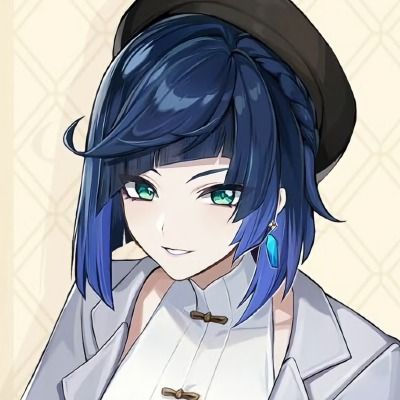 ⠀⠀ ⠀⠀yelan & ningguang!☕️🥐 like or reblog if you save/use. Blue Hair, Anime, Hair, Yelan Icon, Genshin Impact, Blue, White