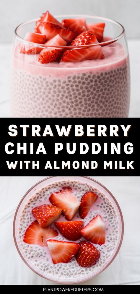 This strawberry almond milk chia seed pudding is both healthy and easy to make. Perfect as a vegan breakfast or vegan dessert that you can add to your own list of chia seed pudding recipes. On top of that, it's dairy-free as well. Give it a try! Chia Seed Pudding With Milk, Chia Rice Pudding, Chia Seed Pudding Recipe Almond Milk, Yummy Chia Seed Pudding, Cherry Chia Seed Pudding, Simple Breakfast Ideas Vegetarian, Chia Pudding Dairy Free, Chia Seed Pudding Ideas, Strawberry Chia Seed Pudding Recipe