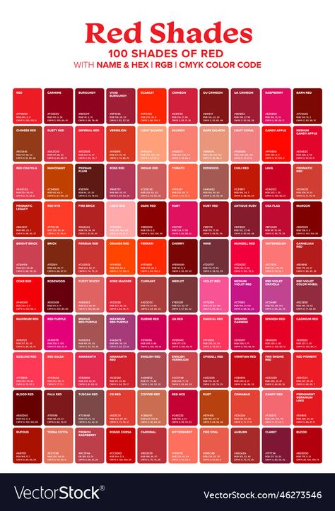 Red Color Wheel, Red Colour Palette Shades, Pantone Red Color Palettes, Types Of Red Color, Pantone Red Shades, Red Pallet Color, Red Color Swatch, Red Shades Colour Palettes, Color Shades Chart