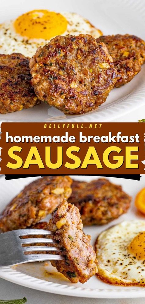 The BEST Homemade Breakfast Sausage! With that classic sweet but savory flavor, these sausage patties are an easy breakfast idea everyone will love. This low-carb recipe is also keto, gluten-free, and dairy-free! Homemade Breakfast Sausage Recipe, Breakfast Sausage Patties, Sausage Making Recipes, Pork Breakfast Sausage, Homemade Breakfast Sausage, Breakfast Sausage Recipes, Sausage Patties, Healthy Oatmeal Recipes, Breakfast Casserole Easy