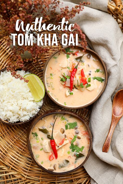 Authentic Tom Kha Gai Recipe & Video - Seonkyoung Longest Tom Kha Gha, Fried Green Bean Recipes, Best Pad Thai Recipe, Beech Mushrooms, Coconut Soup Recipes, Tom Kha Gai, Thai Coconut Soup, Seonkyoung Longest, Tom Kha