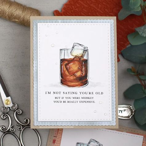 Whiskey Birthday, Whiskey Business, Unity Stamp Company, 50th Birthday Cards, Unity Stamps, Birthday Cards For Men, Copic Coloring, Cricut Tutorials, Rooftops