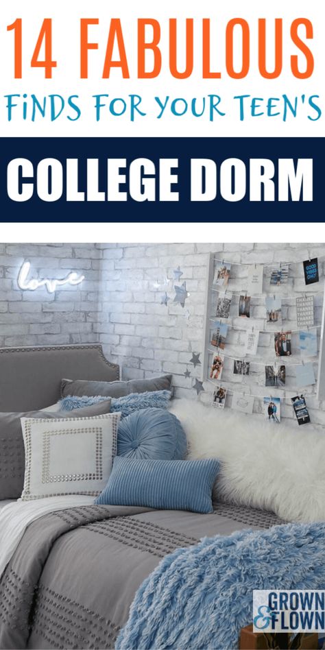 Shopping for college can feel overwhelming for both parent and teen, but the good news about 2019 is that so much of the legwork can be done online. Enter Dormify, a decorating destination where your teen can design their dream dorm room while carefully monitoring the cost along the way. #dormroomideas #dormify #ad Blue And Gray Dorm Room Ideas, Dorm Room Ideas For Girls College Blue, Royal Blue Dorm Room Ideas, Blue And Gray Dorm Room, Cornell Dorm, Teal Dorm Room, Dorm Room Decor Blue, Blue Dorm Room Aesthetic, Blue And White Dorm Room