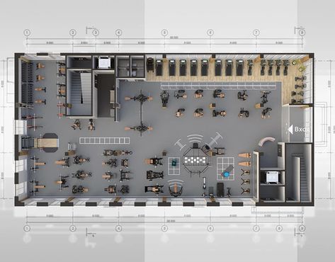 Fitness Center Design Architecture, Gym Floor Plan Layout, Gym Design Architecture, Gym Plan Architecture, Gym Design Interior Modern, Hotel Gym Design, Gym Layout Plan, Gym Studio Design, Fitness Interior Design Gym