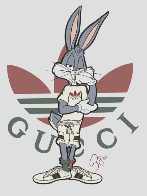 Gucci Bugs Bunny, Gucci Drawing, Graphic Tshirt Design Art, Adidas Cartoon, Adidas Drawing, Gucci Art, Hand Outline, Adidas Logo Wallpapers, Adidas Gucci