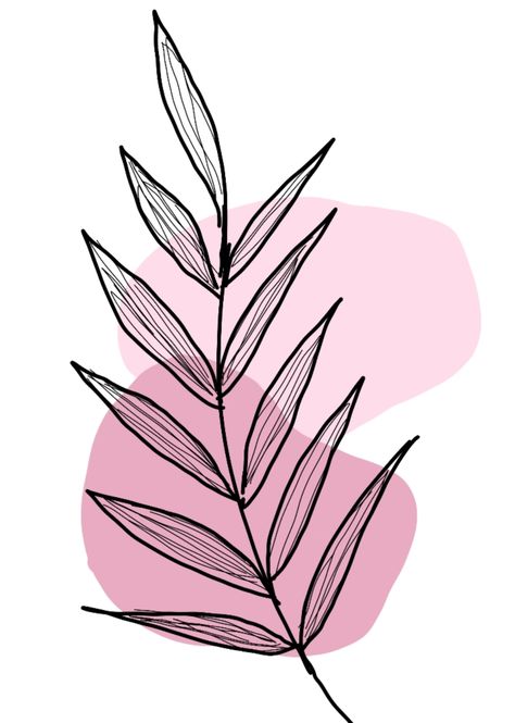 Cute Pink Drawing Aesthetic, Aesthetic Leaf Painting, Something Pink Drawing, Pink Aesthetic Drawing Ideas, Bohemian Aesthetic Art, Leaf Aesthetic Drawing, Pink Boho Painting, Aesthetic Pink Drawing Ideas, Aesthetic Pink Painting Ideas