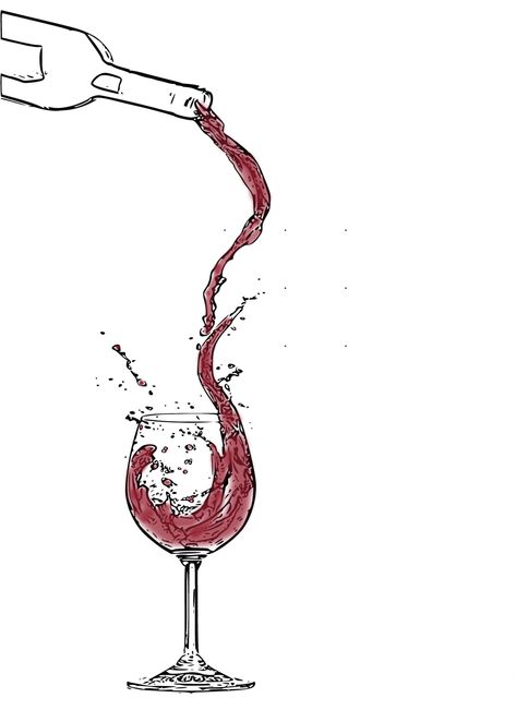 Pouring Wine Illustration, Wine Pouring Drawing, Wine Bottle Pouring Into Glass Drawing, Wine Art Illustration, Wine Illustration Art, Wine Bottle Pouring, Wine Doodle, Wine Bar Logo, Wine Bottle Drawing