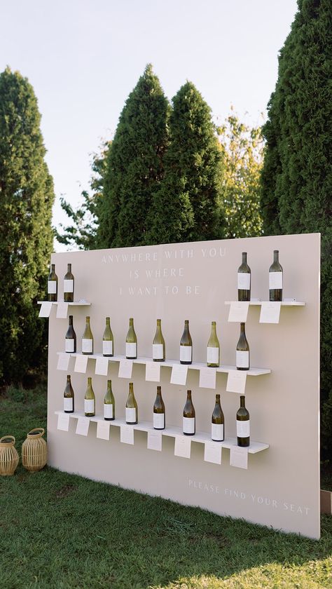 our bespoke wine seating chart for M + M 🤍 MAGIC MAKERS⁠ Planning + Design: @wildheightsevents⁠ Venue: @rgnywine⁠ Photo:… | Instagram Wine On Wedding Tables, Vineyard Seating Chart, Winery Seating Chart, Wine Seating Chart Wedding, Wine Glass Seating Chart, Wine Bottle Seating Chart Wedding, Wine Seating Chart, Drink Seating Chart, Wine Wedding Theme