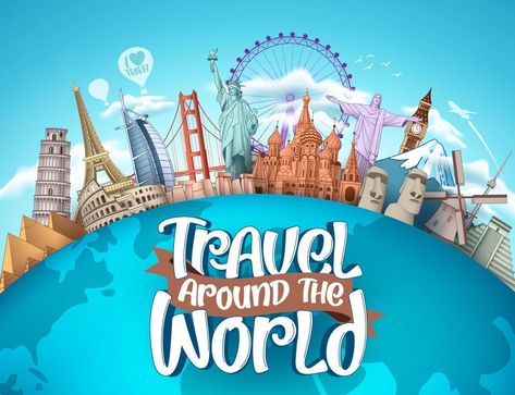 Family Vacation Quotes, Tourism Design, Travel Agency Logo, Travel Vector, Around The World Theme, Tourism Day, Vector Banner, 카드 디자인, Travel World