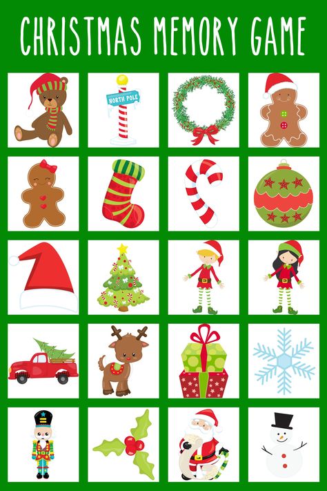 Christmas Matching Game Free Printable, Christmas Memory Game Free Printable, Christmas Games For Kids At School, Christmas Matching Game, Christmas Memory Game, Christmas Game For Kids, Printable Christmas Games, Christmas Games For Kids, Memory Games For Kids