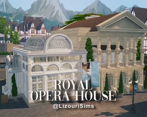 Royal Opera House | CC Included | Patreon Sims 4 Regency House, Sims 4 Art Studio Cc, Ts4 Royal Cc, Royal House Interior, Sims 4 Lots Cc Patreon, Sims 4 Royal Cc, Second Empire House, Male Sims, Castle Exterior