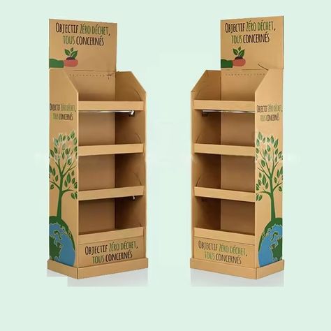 Custom Supermarket Retail Display Stand Kraft Paper Pop up Display Rack shelf Cardboard Display Stand With Hook Cardboard Display Stand Template, Snacks Display Ideas, Cardboard Food Stand, Pos Display Design Creative, Cardboard Display Stand, Pop Up Display, Cosmetics Display Stand, Pallet Display, Snack Display