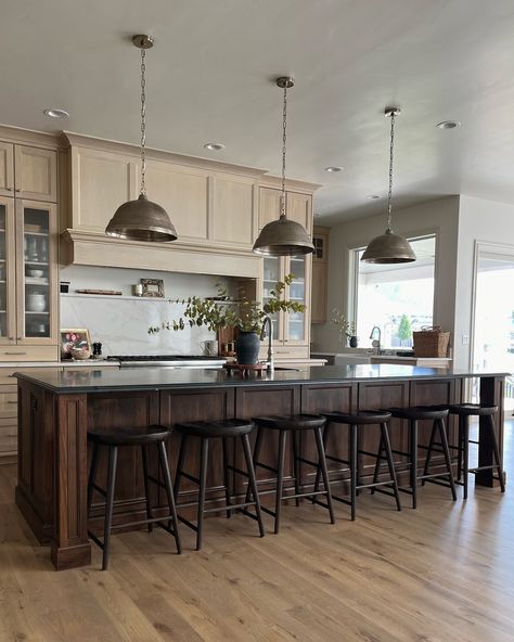 You’ve never seen a kitchen color scheme quite like mine… — White oak perimeter cabinets with Vagli Soto Quartz Counters and backsplash. — Walnut island with Black Diamond Quartzite countertop. What do you think?? ▪️Follow @stonebrook.home for more home design inspiration and great finds.▪️ #kitchenstyle #twotonekitchen #kitchenislanddesign #kitchenislanddesign interior design, kitchen, design, interior decorating, kitchen, countertops, quartzite, soapstone, quartz, interior, designer,... Quartz Counters And Backsplash, Decorating Kitchen Countertops, Kitchen Color Scheme, Interior Decorating Kitchen, Walnut Island, Decorating Kitchen, Two Tone Kitchen, Home Design Inspiration, Quartzite Countertops