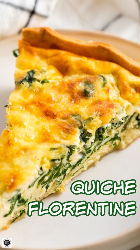 Creamy, cheesy, and loaded with fresh spinach, Quiche Florentine is a simple but oh-so-delicious meal that’s perfect for brunch or lunch! Quiche Florentine Recipes Easy, Fresh Spinach Quiche, Quiche Florentine, Spinach Quiche Recipes, Florentines Recipe, Easy Quiche, Spinach Quiche, Savory Pies, Breakfast Quiche