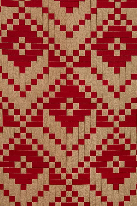 FHE Galleries Featured Artists | Alexis Neal | Maori Weaving Patchwork, Filipino Weave Pattern, Traditional Weaving Pattern, Off Loom Weaving Design, Maori Weaving Patterns, Paper Weaving Patterns Design, Twill Weave Pattern, Maori Weaving, Mat Weaving