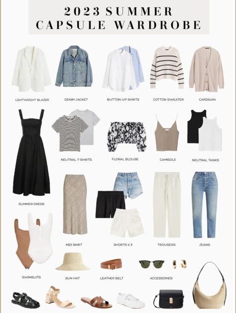 Summer Work Outfits Office, Chic Capsule Wardrobe, Wardrobe Checklist, Minimalist Wardrobe Capsule, Capsule Wardrobe Checklist, Capsule Wardrobe Women, Spring Summer Capsule Wardrobe, Neutral Capsule Wardrobe, Fashion Capsule Wardrobe