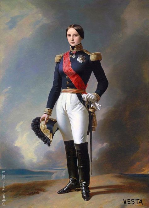 Military Couple, Franz Xaver Winterhalter, Era Victoria, 19th Century Portraits, Century Uniforms, Military Couples, Male Portrait, Military Art, Military Uniform