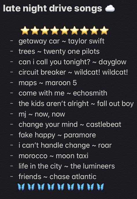 Late Night Drive Songs, Night Drive Songs, Maps Maroon 5, Night Drive, Song Suggestions, Late Night Drives, I Call You, Night Driving, Paramore