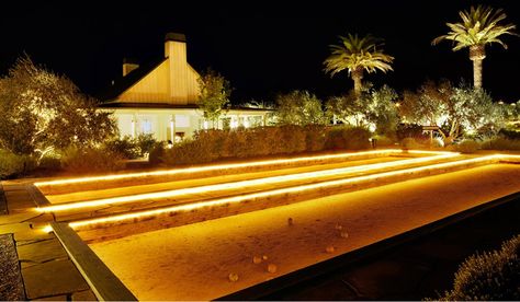 Solage bocce Bocce Ball Court Backyard Lights, Bocce Court Backyard, Napa Valley Resorts, Bocce Ball Court, Bocce Court, Palm Springs House, Backyard Activities, Bocce Ball, Pop Up Restaurant