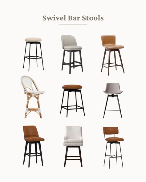 15 Best Swivel Bar Stools for Your Kitchen Island (2024) Mismatched Bar Stools Kitchen Islands, Counter Stools Swivel With Back, Kitchen Island Chairs With Back Swivel, Modern Swivel Counter Stools, Kitchen Island Stools With Backs Swivel, Bar Stools Kitchen Island Ideas, Counter Height Bar Stools Swivel, Kitchen Island Stools With Backs, Kitchen Island Seating