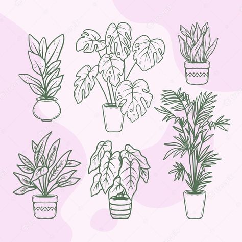 House Plant Drawing Simple, Plants Simple Drawing, Plant Drawings Simple, Plant Sketch, Plant Sketches, Plant Tattoo, Plant Vector, Floral Drawing, Plant Drawing