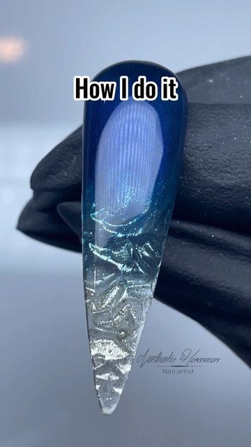 Icle Nails, Broken Glass Nail Design, Blue Glass Nails Acrylic, Black Ice Nails, Icicle Nails Tutorial, Iceicals Nails, Icy Acrylic Nails, Icey Nails Designs, Glass Blue Nails