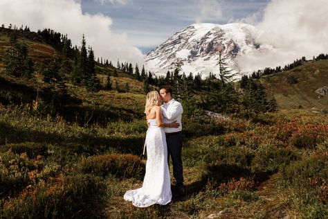 Intimate Vow Renewal, Seattle Elopement, Mt Rainier National Park, Washington Elopement, Mountain Weddings, Rainy Wedding, Bridal Poses, Boho Wedding Inspiration, Mt Rainier