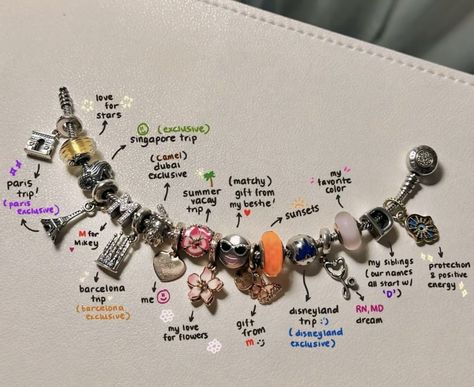 Pandora Charms Aesthetic, Pandora Charm Bracelet Aesthetic, Pandora Travel, Pandora Bracelet Charms Ideas, Girly Bracelets, Pandora Bracelet Designs, Pandora Jewelry Charms, Wrist Jewelry, Jewelry Tattoo