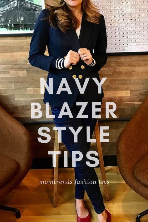 how to style a navy blazer for spring Women’s Blue Blazer Outfit, Navy Blazer With Jeans Women, Outfits With Navy Blazers For Women, How To Style Navy Blazers Women, Navy Blue Blazer And Jeans Outfit, Women’s Navy Blazer Outfit, Navy Blue Blazer Outfit Women Casual, Womens Navy Blazer Outfit, Style Blue Blazer Women